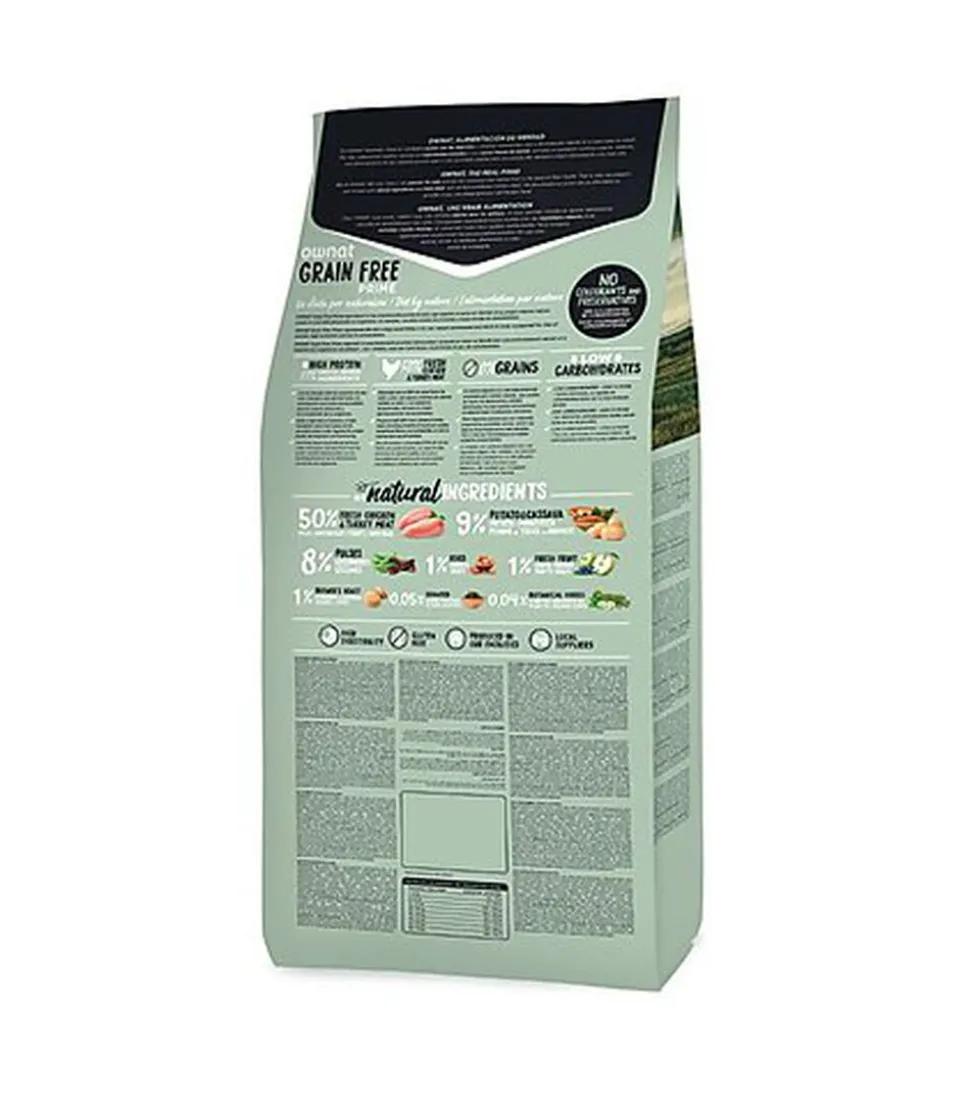 Ownat - Croquettes PRIME Grain Free Poulet et Dinde pour Chiens