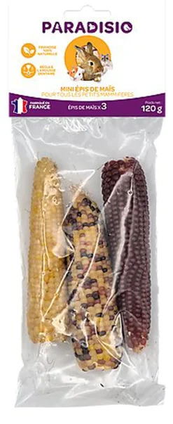 Paradisio - Epis de Mini Maïs Couleur x3 pour Rongeurs - 120g