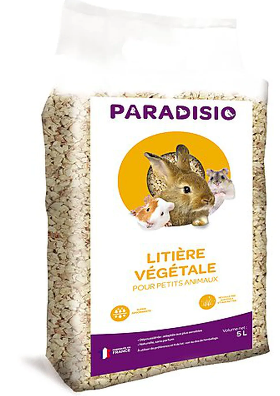 PARADISIO - LITIERE VEGETALE POUR RONGEURS - 5L