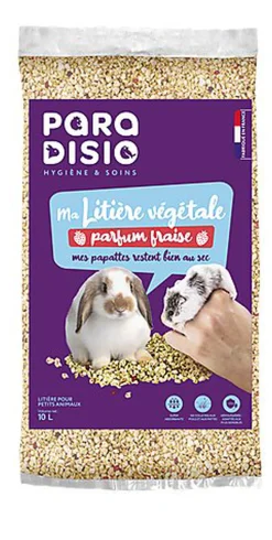 Paradisio - Litière Végétale Parfumée à la Fraise pour Petits Animaux - 10L