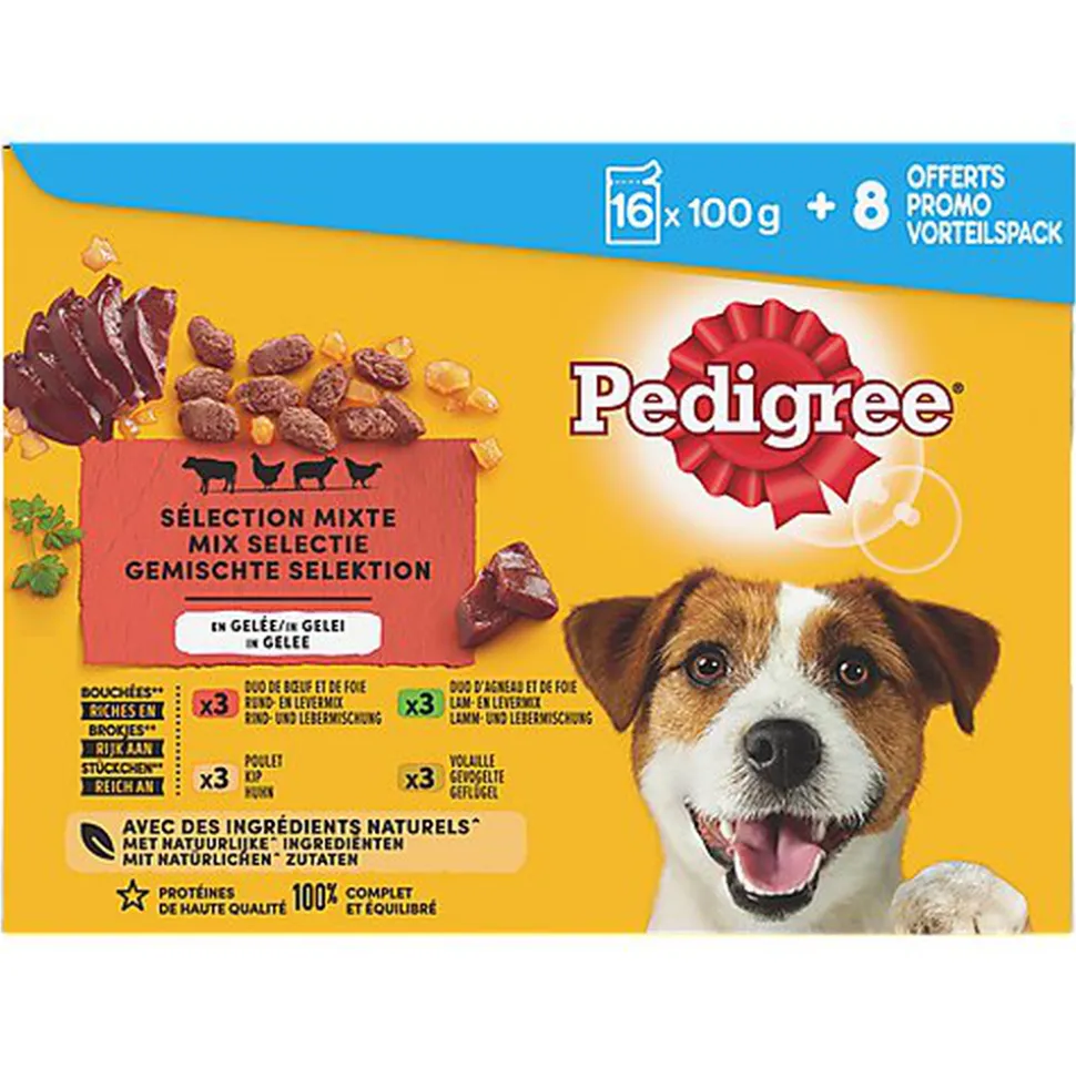 Pedigree - Sachets Fraîcheur en Gelée pour Chien - 24x100 GR (16+8 Offerts)