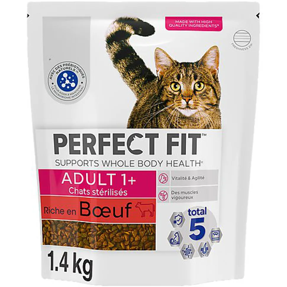 PERFECT FIT - Croquettes ADULT 1+ Boeuf pour chat adulte stérilisé - 1,4kg