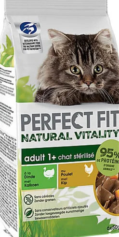 Perfect Fit - Sachets Fraîcheur Natural Vitality au Poulet et à la Dinde pour Chat Adulte Stérilisé - 6x50g