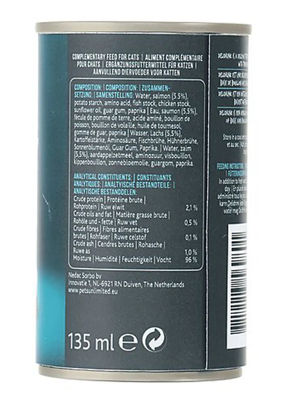 Pets Unlimited - Boîte Delidrink Bouillon au Saumon pour Chat - 135ml