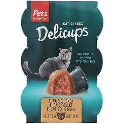 Pets Unlimited - Friandises Delicups au Thon et Poulet pour Chat - 6x22g