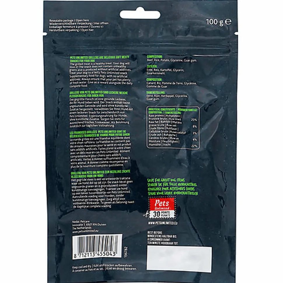 Pets Unlimited - Grillers au Canard Naturel pour Chien - 100g