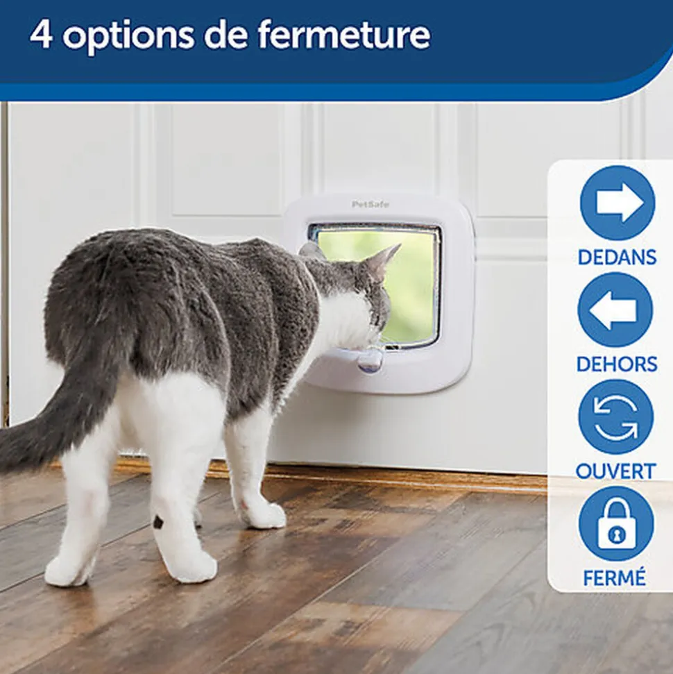 PetSafe - Chatière 4 Positions Luxe pour Chats - Blanc
