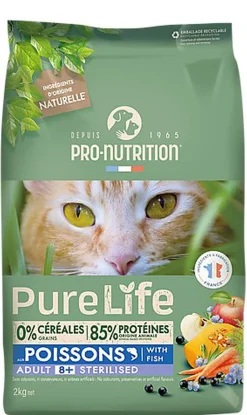 Pro Nutrition - Croquettes Pure Life Chat 8+ Sterilised Pour Chat