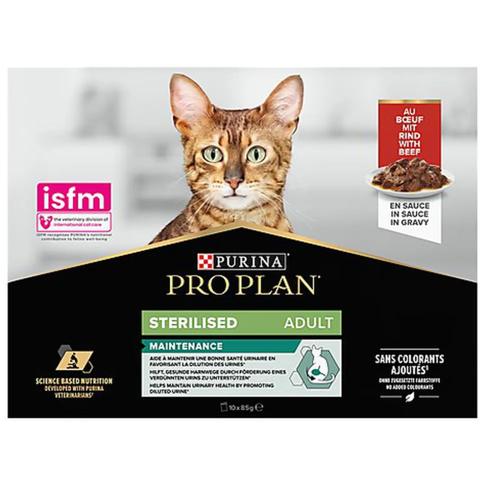 Pro plan - Bouchée en Sauce NutriSavour Sterilised au Bœuf pour Chat Adultes Stérélisés - 10x85g
