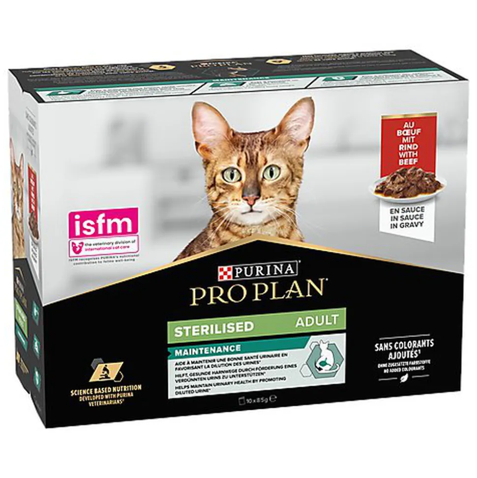 Pro plan - Bouchée en Sauce NutriSavour Sterilised au Bœuf pour Chat Adultes Stérélisés - 10x85g