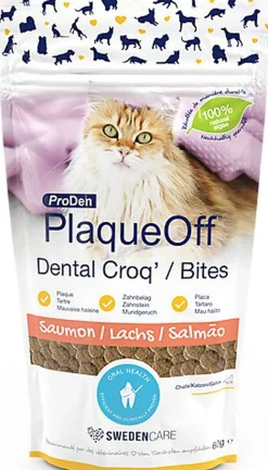 Proden - Plaque Off Dental Croq'/Bites Saumon pour Chats - 60g