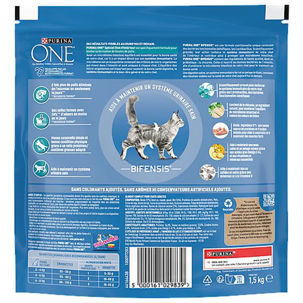 Purina One - Croquettes à la Dinde et Céréales pour Chat Adulte d'Intérieur - 1,5Kg