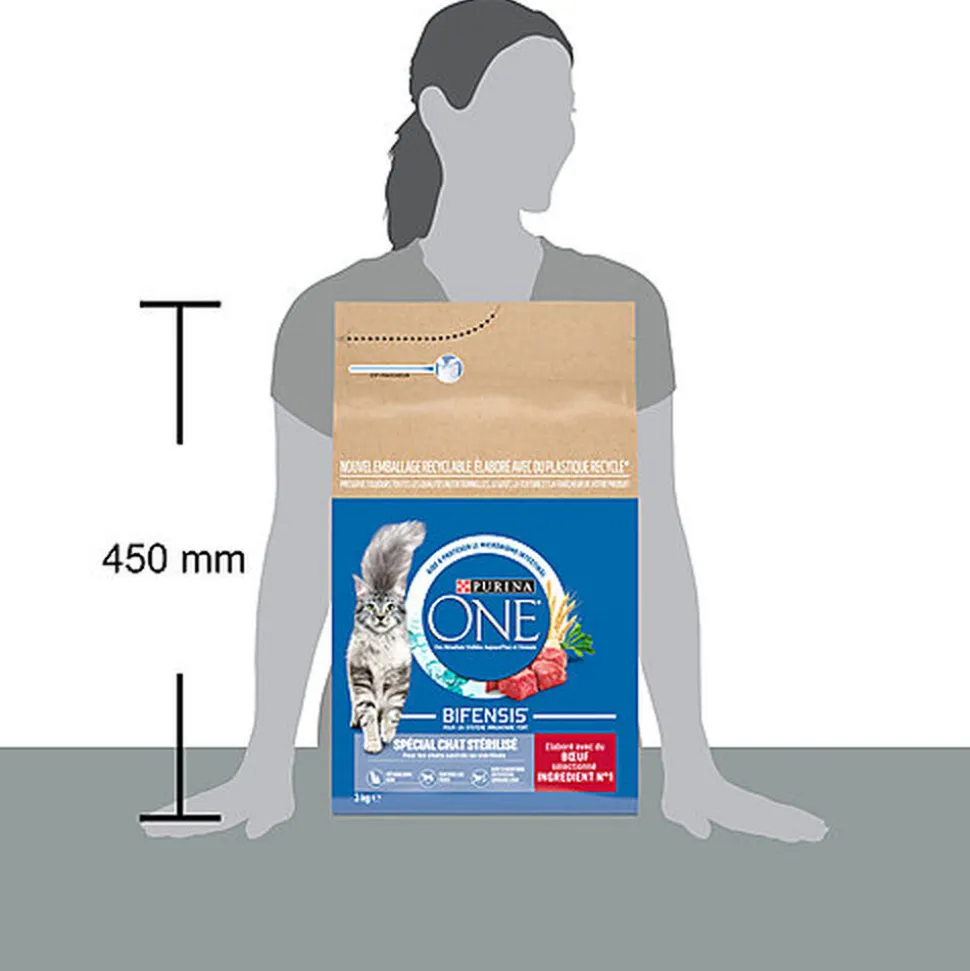 Purina One - Croquettes au Boeuf et Blé pour Chat Adulte Stérilisé - 3Kg