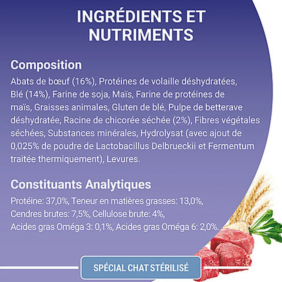 Purina One - Croquettes au Boeuf et Blé pour Chat Adulte Stérilisé - 3Kg