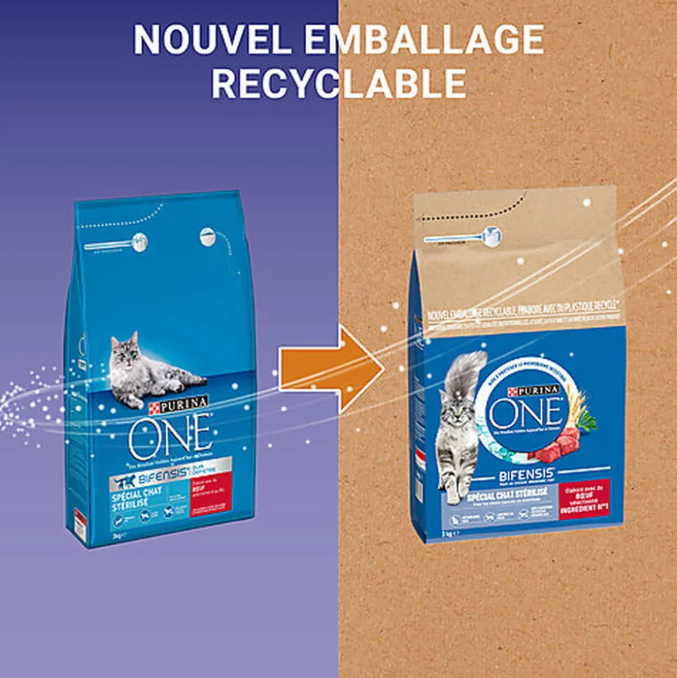 Purina One - Croquettes au Boeuf et Blé pour Chat Adulte Stérilisé - 3Kg