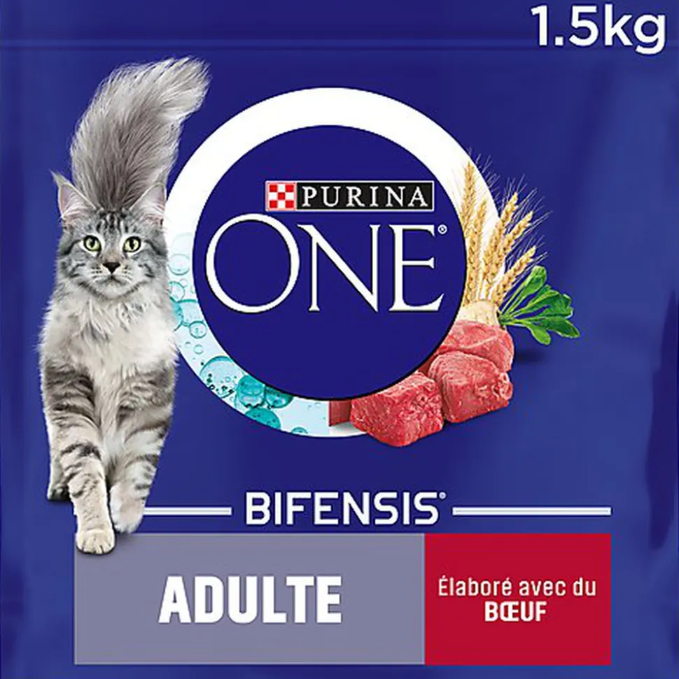 Purina One - Croquettes au Boeuf et Céréales pour Chat Adulte - 1,5Kg