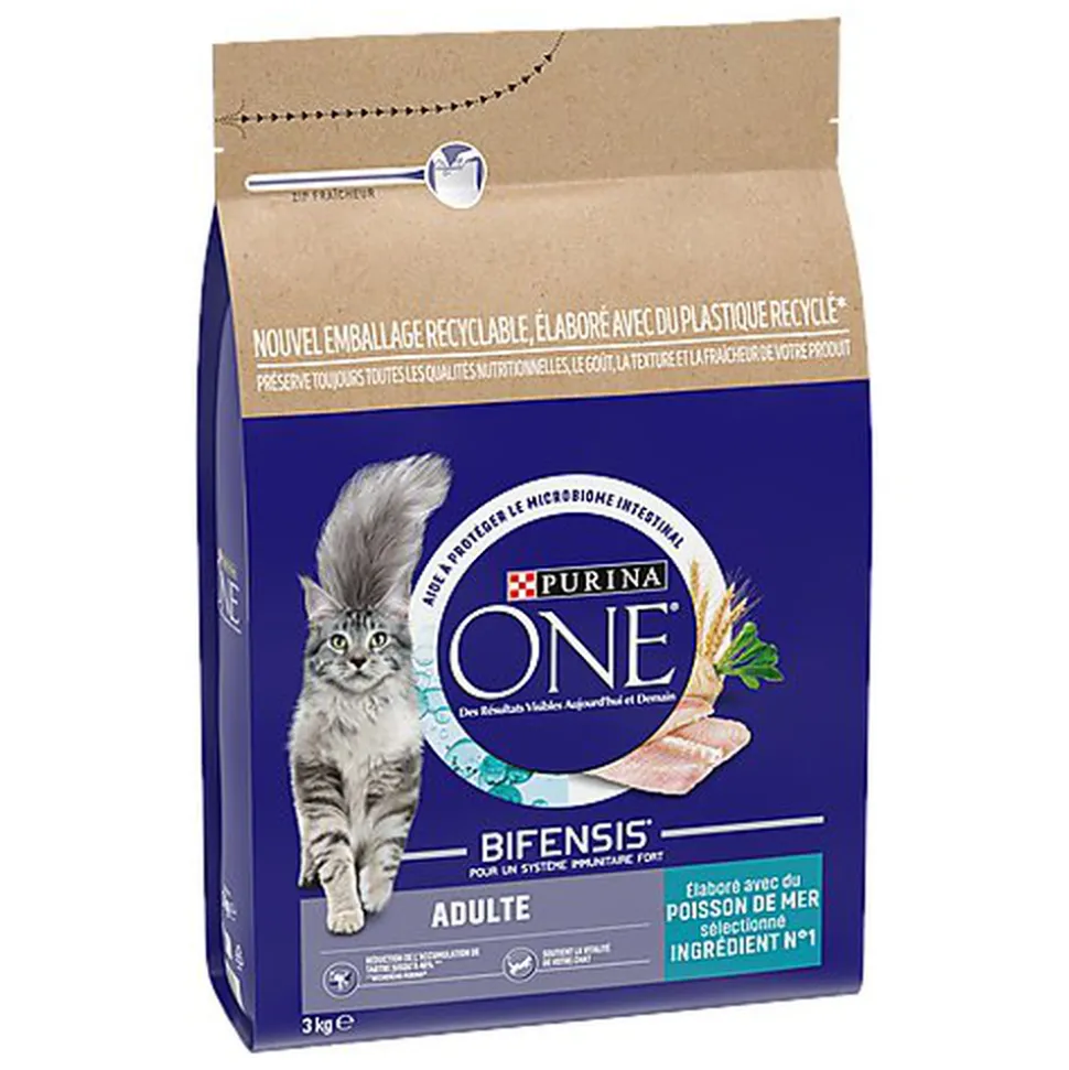 Purina One - Croquettes au Poisson et Céréales pour Chat Adulte - 3Kg