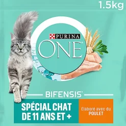 Purina One - Croquettes au Poulet et Céréales pour Chat Senior 11+ - 1,5Kg