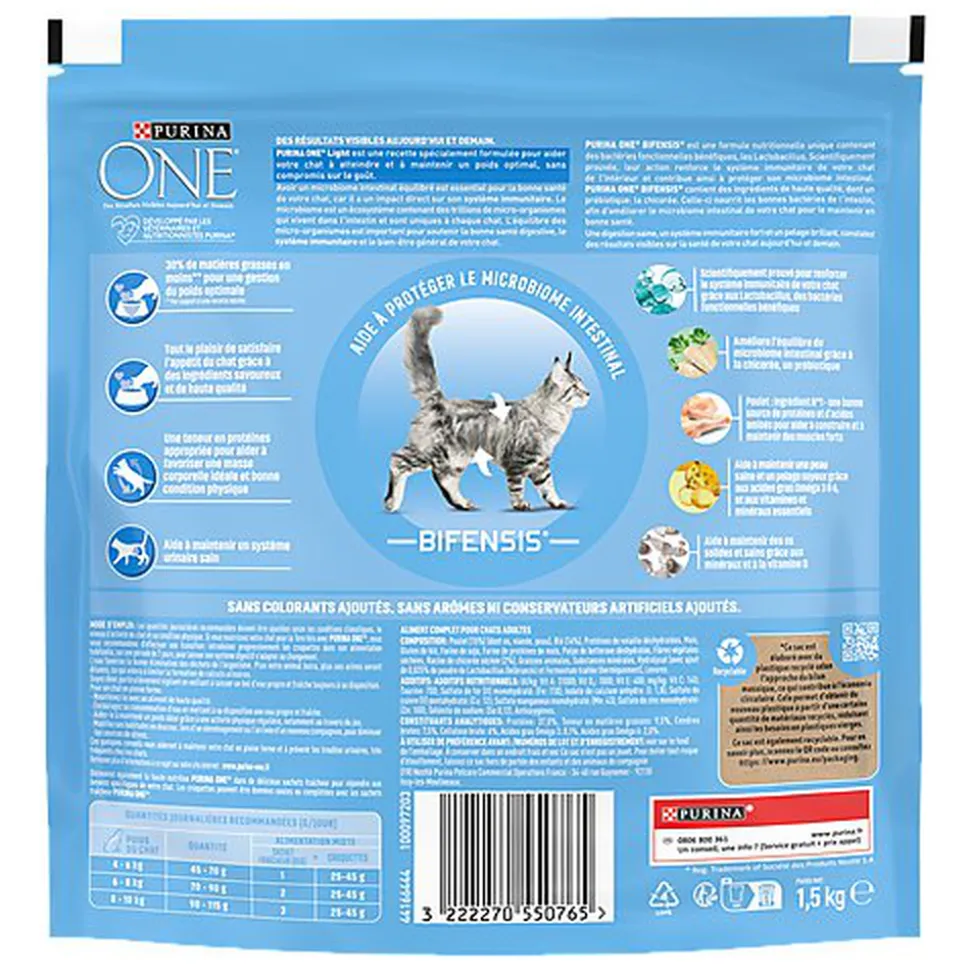 Purina One - Croquettes Light au Poulet et Blé pour Chat Adulte - 1,5Kg