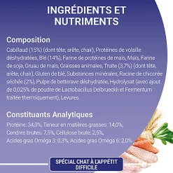 Purina One - Croquettes Spécial Chat difficile au Cabillaud et à la Truite - 1,5kg