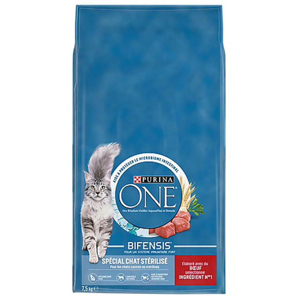 Purina One - Croquettes Stérilisé Bifensis au Bœuf pour Chat - 7,5Kg