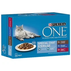 Purina One - Multipack Effilés en Sauce 3 Variétés pour Chat Stérilisé - 8x85g