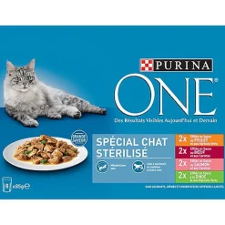 Purina One - Multipack Effilés en Sauce 4 Variétés pour Chat Stérilisé - 8x85g