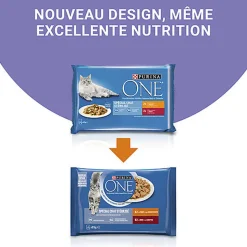 PURINA ONE - Sachets fraîcheurs Poulet et Boeuf pour Chats Stérilisés - 4x85g