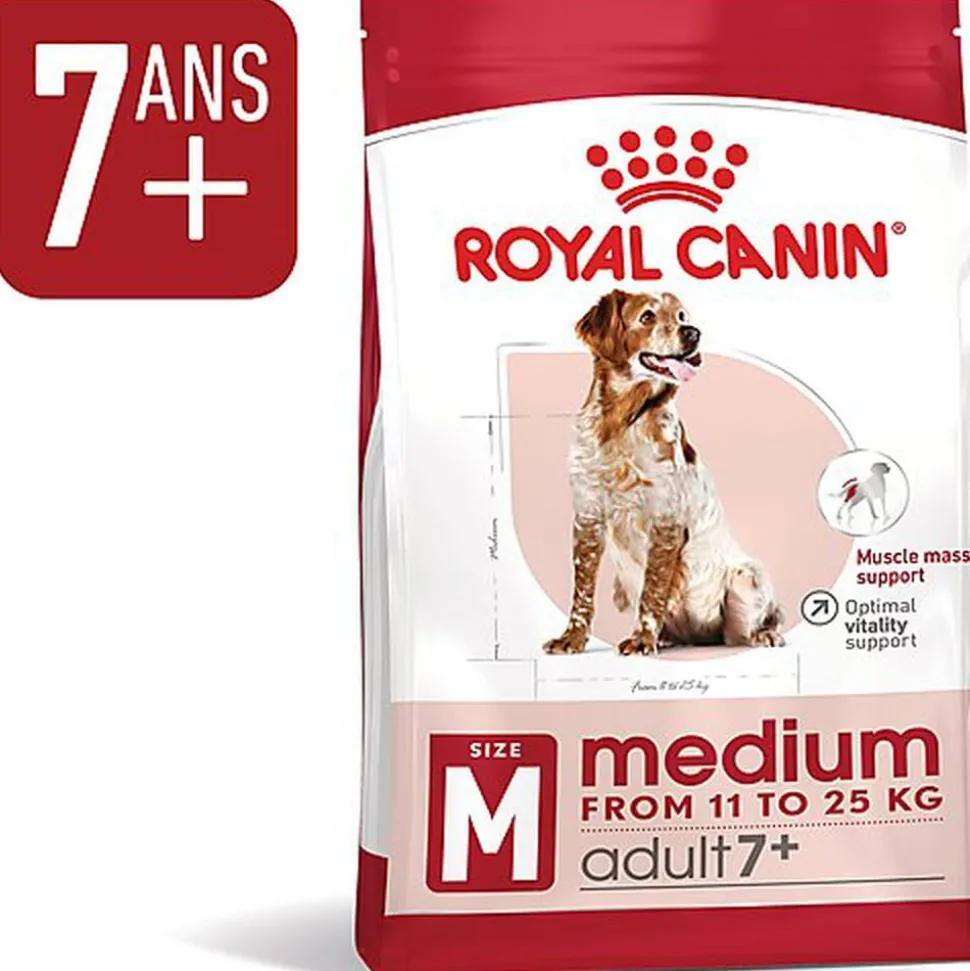 Royal Canin - Croquettes MEDIUM ADULT 7 POUR CHIEN DE +7 ANS - 10KG