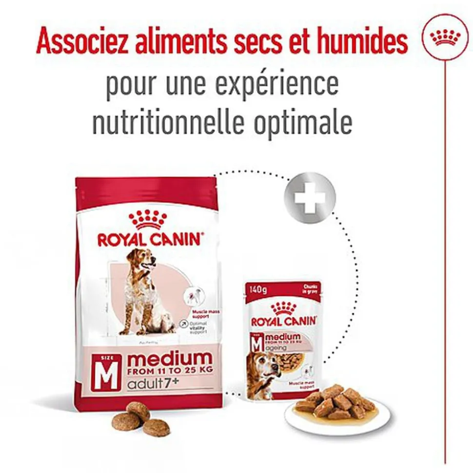 Royal Canin - Croquettes MEDIUM ADULT 7 POUR CHIEN DE +7 ANS - 10KG