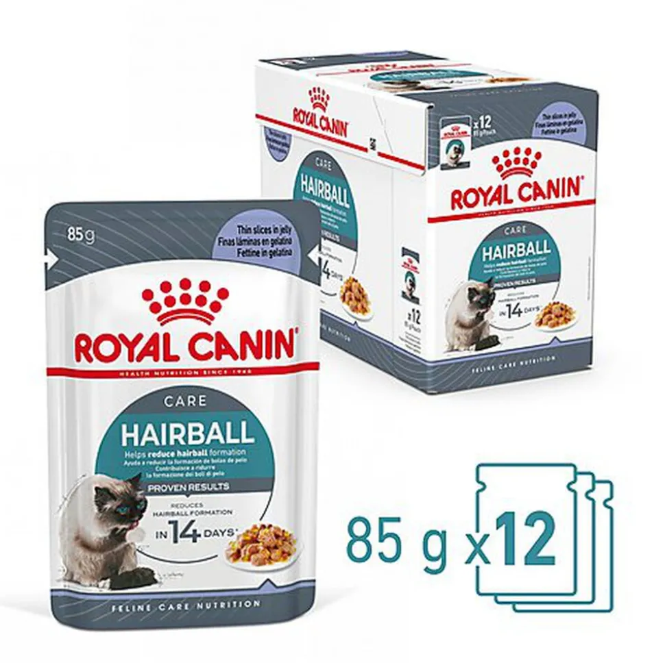 ROYAL CANIN - SACHET FRAICHEUR HAIRBALL EN GELEE CHAT ADULTE REDUCTION DES BOULES DE POILS - 12x85g