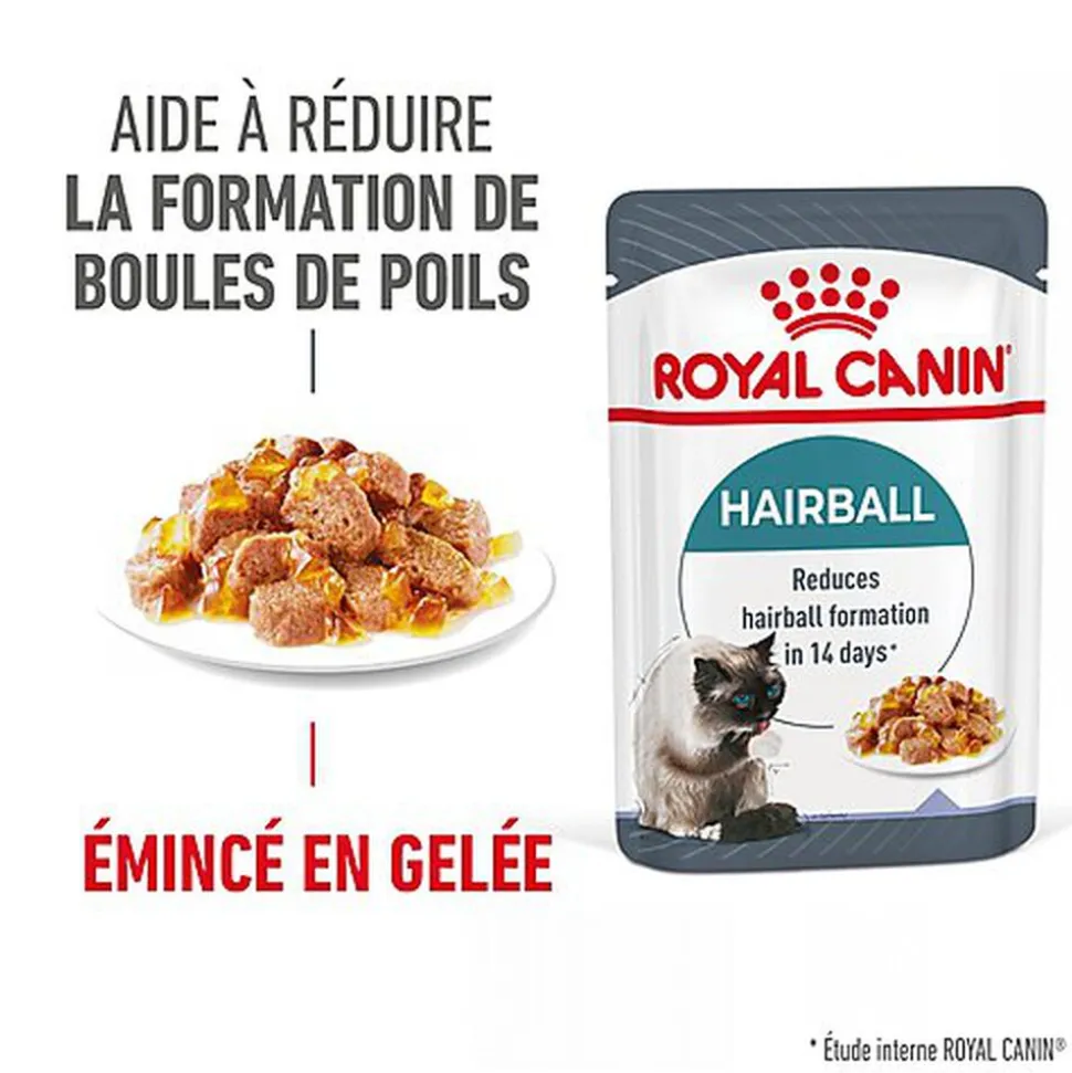 ROYAL CANIN - SACHET FRAICHEUR HAIRBALL EN GELEE CHAT ADULTE REDUCTION DES BOULES DE POILS - 12x85g