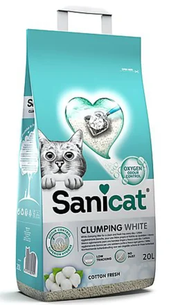 Sanicat - Litière Agglomerante Blanche à l'Oxygene Actif pour Chat - 20L
