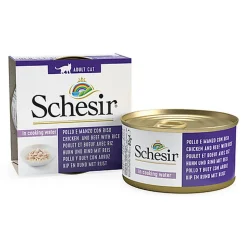 Schesir - Boîte Pâtée au Poulet et Bœuf avec Riz au Naturel pour Chat - 85g