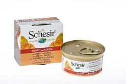 Schesir - Boîte Pâtée au Thon et Papaye avec morceaux de Fruits pour Chat - 75g