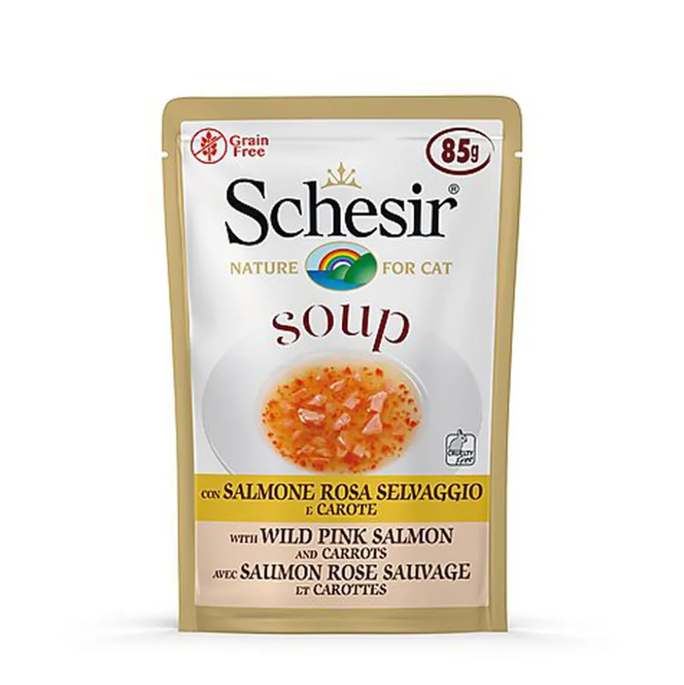 Schesir - Soupe au Saumon rose Sauvage et Carottes pour Chat - 85g
