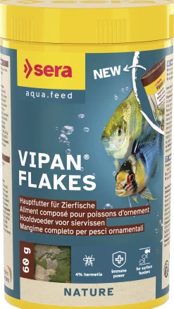 Sera - Aliment Vipan Flakes Nature pour Poissons d'Ornement - 60g/250ml