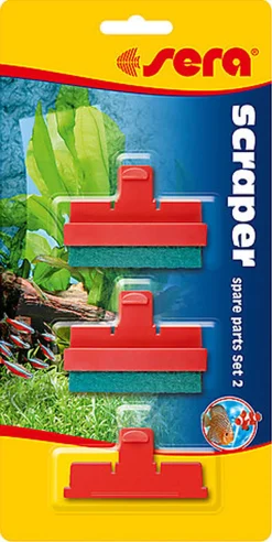Sera - Eponges Grattoir et Lame en Plastique Scraper de Rechange pour Aquarium - x2/x1