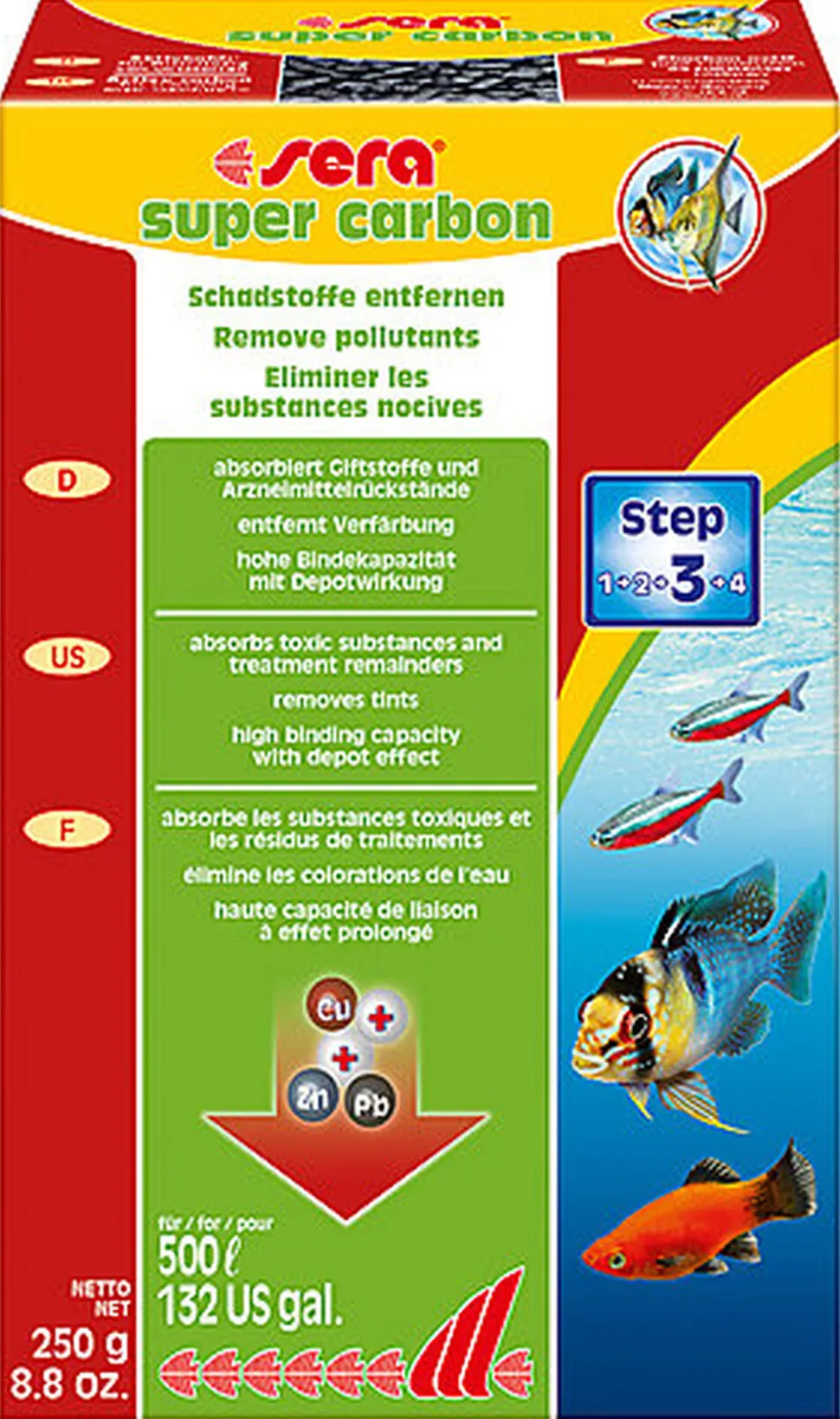 Sera - Élimine les Colorations de l'Eau Super Carbon pour Aquarium - 250g