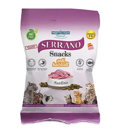 Serrano - Friandises Snacks Anti Hairball à la Sardine pour Chat - 50g