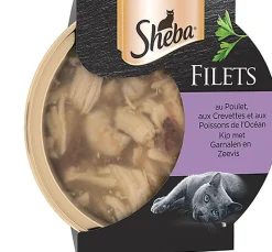 Sheba - Filets au Poulet, aux crevettes et Poissons de l'océan pour Chat Adulte - 60g