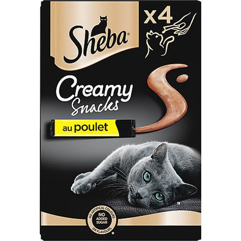 SHEBA - Friandises Creamy Snacks au Poulet pour chat adulte - 4x12g