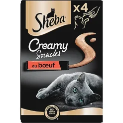 SHEBA - Friandises Creamy Snacks au Bœuf pour chat adulte - 4x12g