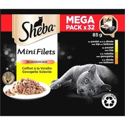 Sheba - Mini Filets barquettes Coffret à la Volaille en sauce pour chat adulte - 32x85g