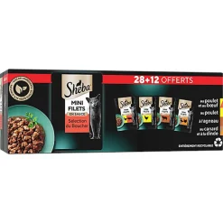 Sheba - Pochons Sélection du Boucher à la Viande pour Chats - 28x85g + 12 offerts