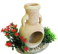 Sydeco - Décoration pour Aquarium Amphore Fleurs - 15 cm