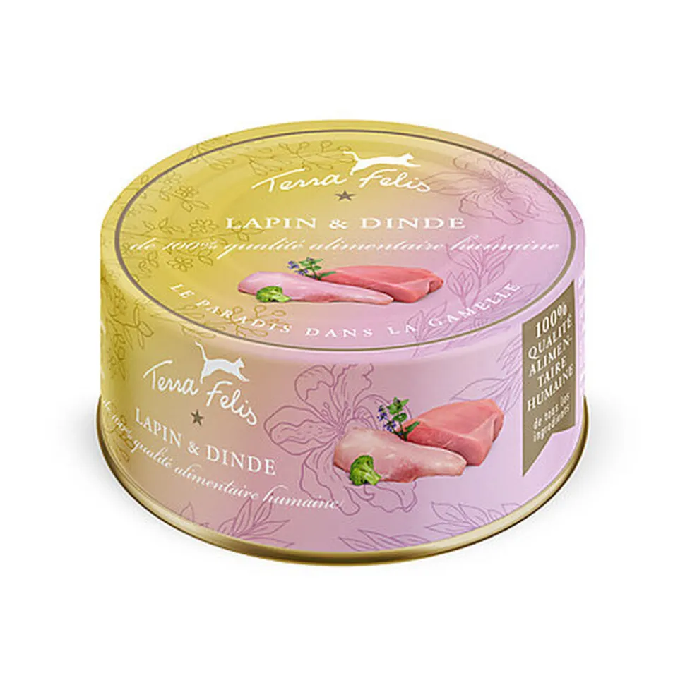 Terra Felis - Aliment Naturel au Lapin et Dinde pour Chats - 80g
