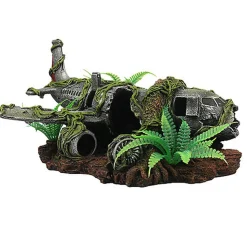 Terradel - Décoration Epave d'Avion Jungle pour Aquarium
