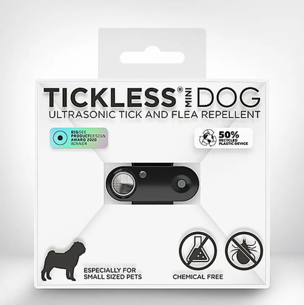 Tickless - Répulsif Antiparasitaire Mini Dog Ultrason Rechargeable pour Chiens - Noir