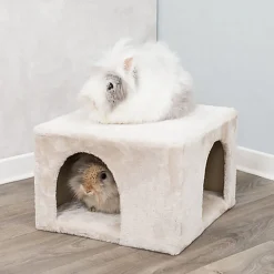 Trixie - Abri douillet avec 2 sorties lapins nains beige - 36x25x36cm